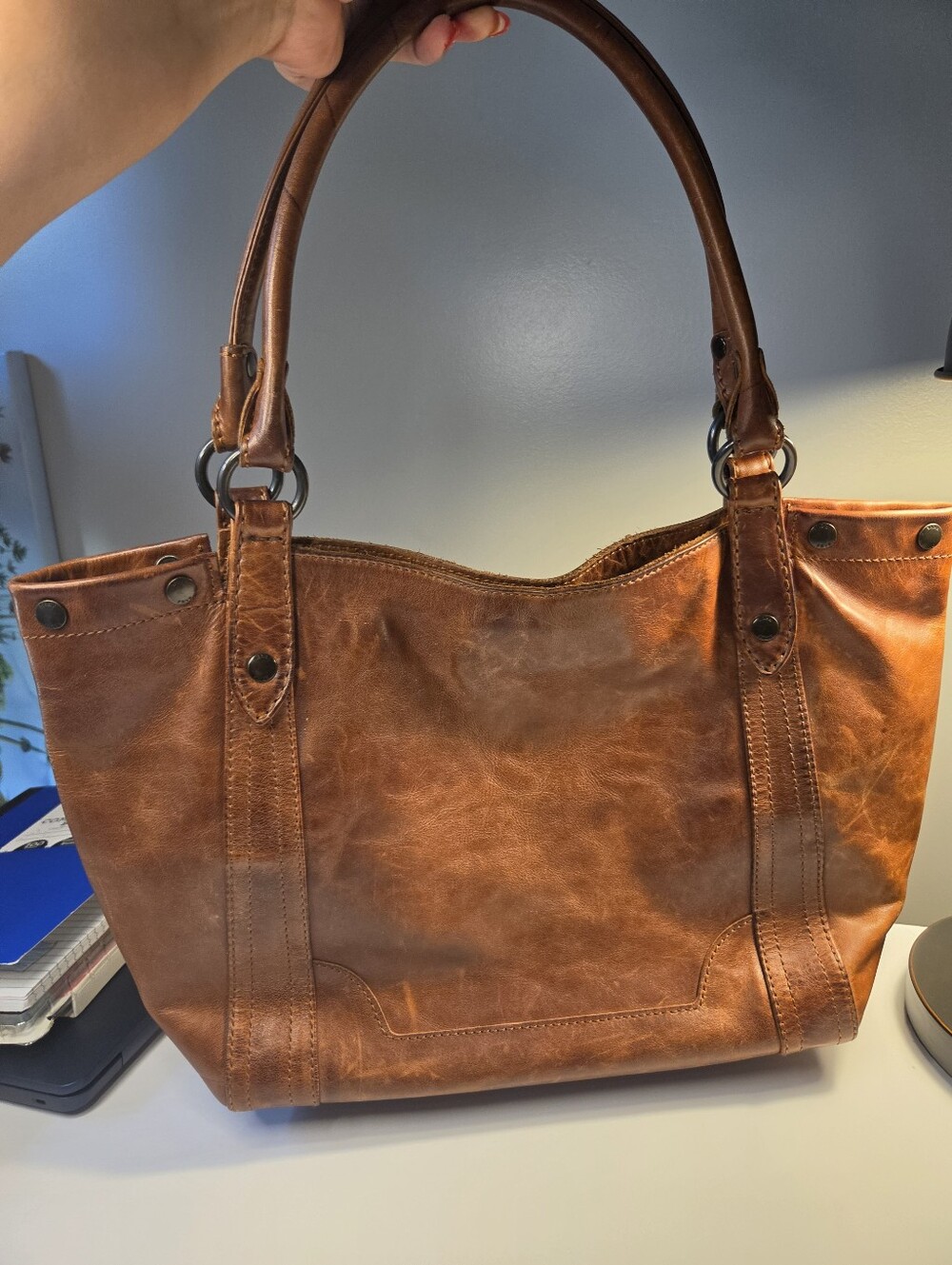 Frye Classic Brown Leather Tote Bag - Handbag Beautiful